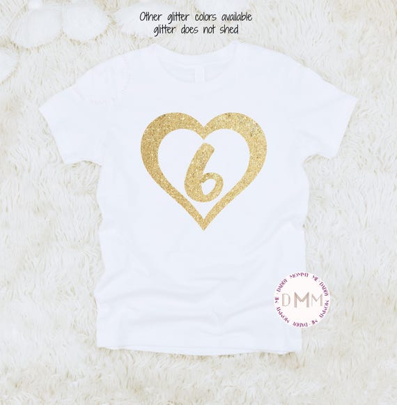 6th Birthday Shirt, 6 Heart Birthday Shirt, Six Year Old Birthday Shirt Girl, 6th Birthday Shirt, 6th Birthday Shirt Girl, 6 Birthday Shirt