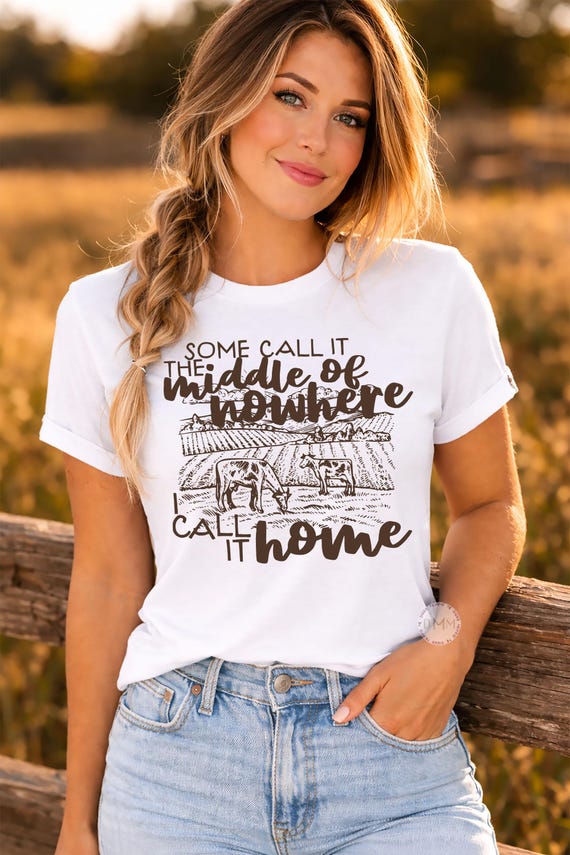 Middle of Nowhere Farm Graphic Tee, Rural Country Living Shirt