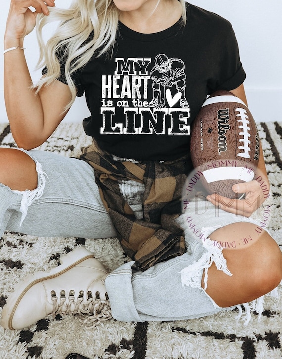 My Heart Is On The Line Shirt Football Mom Shirt Football Tee Mom Shirt Football Life Shirt Football Shirts for Mom Graphic Tee Unisex Shirt