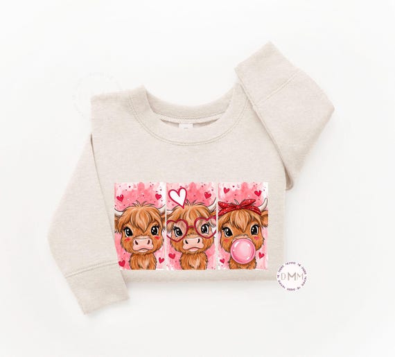 Cute Cow Valentines Day Sweatshirt - Valentine's Day Sweatshirt, Toddler Sweatshirt, Youth Sweatshirt Cow