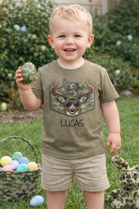 Personalized Easter Camo Deer Shirt | Boys Hunting Tee