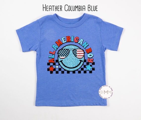 All American Boy Smile Face Shirt, Retro 4th of July Onesie®, July 4th Toddler Boy, Youth Boy Tee, July 4th Shirts For Boys, 4th Of July Boy