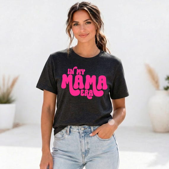 In My Mama Era Shirt, Hot Pink Retro Graphic Tee, Bold Mom Apparel