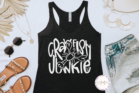 Crawfish Junkie Racerback Tank Top Funny Crawfish Tank Crawfish Season Mardi Gras Cajun Crawfish Boil Crawfish Tank Top Louisiana Crew Tank