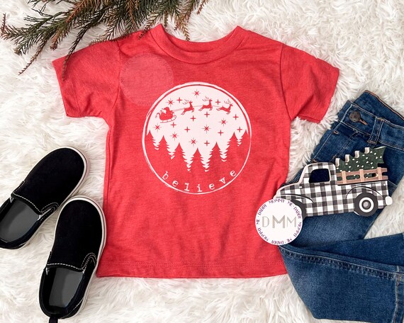Believe Christmas Shirt, Christmas Toddler Shirt, Christmas Kid Shirt, Believe Santa Shirt, Cute Santa Shirt Kid, Reindeer Shirt Christmas