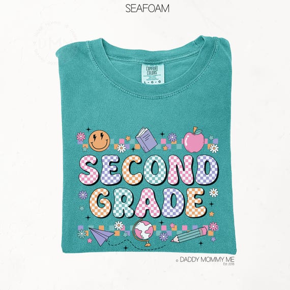 Comfort Colors Teacher Shirt, Retro Second Grade Teacher Shirt, Second Grade Checkered Shirt, Teacher Appreciation Shirt 2nd Grade Teacher