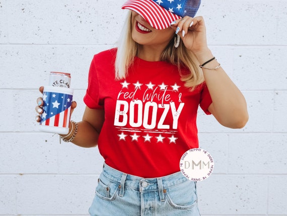 Red White & Boozy Shirt, 4th Of July Shirt, Fourth Of July Shirts For Women, Unisex Graphic Tee, Independence Day, Alcohol July 4th Shirt
