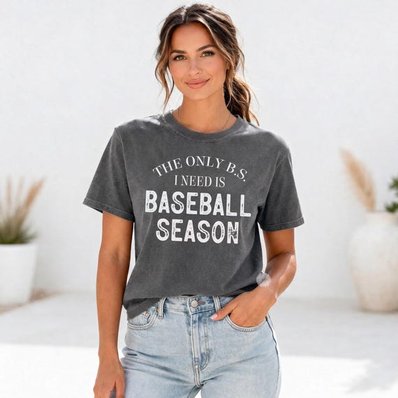 The Only BS I Need Is Baseball Season Comfort Colors Tee, Game Day Mom Tee