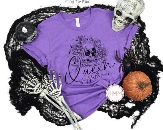 Queen Of Halloween Shirt Cute Halloween Shirt Love Halloween Shirt Skeleton Shirts For Halloween October Shirt Funny Halloween TShirt Women