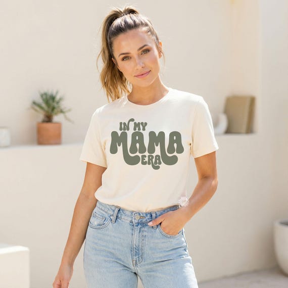 Olive Mama Era Shirt, Boho Neutral Bella Canvas Tee, Earth Tone Mom Gift