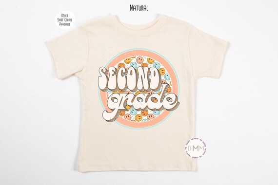 Retro Second Grade Smiley Face Shirt, Retro 2nd Grade Shirt, First Day Of School, Back To School Shirt Girl, Retro School Shirts For Girls