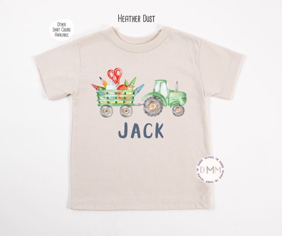 Personalized Back To School Shirt Kid Tractor Shirt First Day Of School Personalized Tractor Shirts For Boys Custom Kid Shirt Farm Boy Shirt