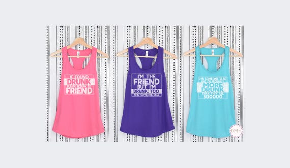 Funny Girls Trip Tank Top: If Found Drunk, Matching Group Racerback Tank Tops