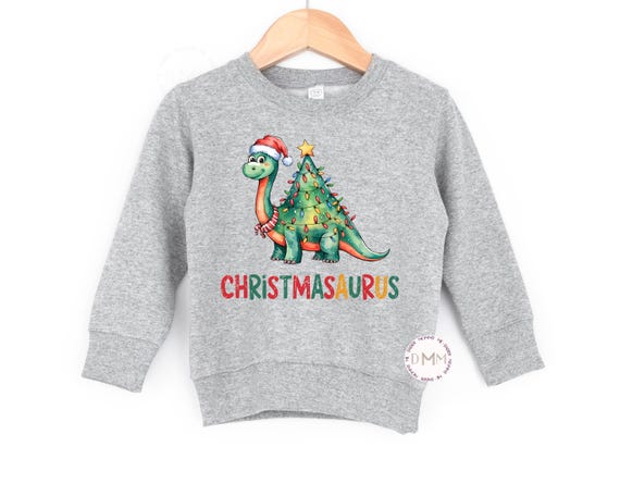 Christmasaurus Toddler Sweatshirt – Dinosaur Christmas Tree Shirt