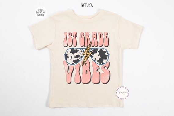 1st Grade Vibes Retro Cow Print Sunglasses Shirt First Grade Shirt Girl Back To School Shirt First Day Of School Shirt Girl Trendy Toddler