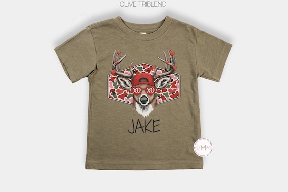 Personalized Deer Hunting Shirt | Personalized Valentine’s Day Kids Shirt | Custom Name Deer Shirt | Valentine Toddler Tee | Boys Valentine