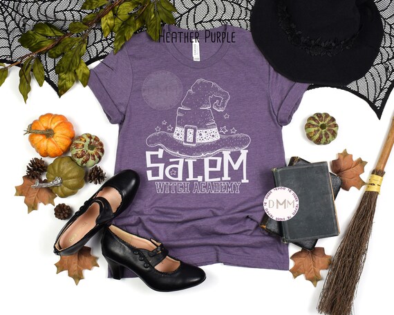 Salem Witch Academy Shirt Halloween Shirts For Women Bella Canvas Unisex Graphic Tee Women Witch Shirt For Halloween Hocus Pocus Shirt Broom