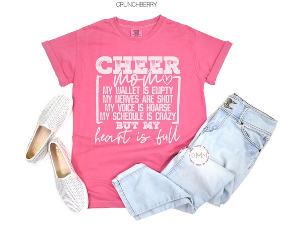 Cheer Mom Shirt Comfort Colors | Cheerleading Mom My Heart Is Full Tee