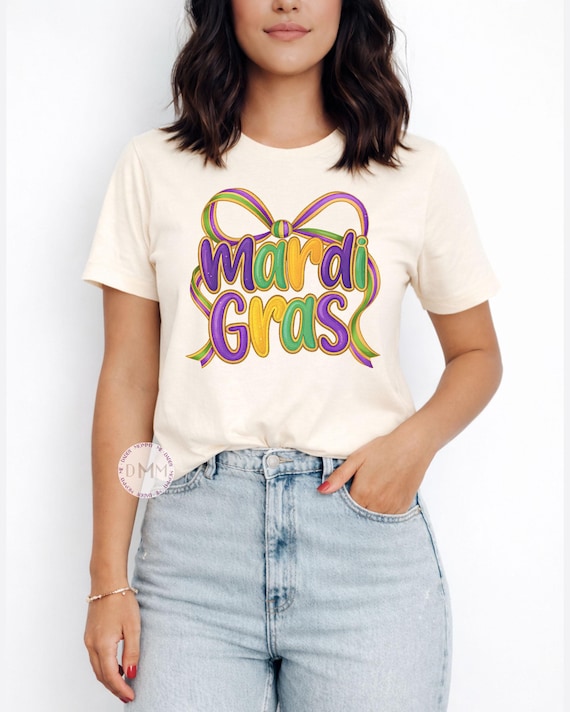 Mardi Gras Shirt with Bow | New Orleans Festival Tee | Carnival Shirt