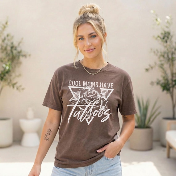Tattoo Mom Shirt, Edgy Rose Graphic Tee, Vintage Style Comfort Colors Shirt