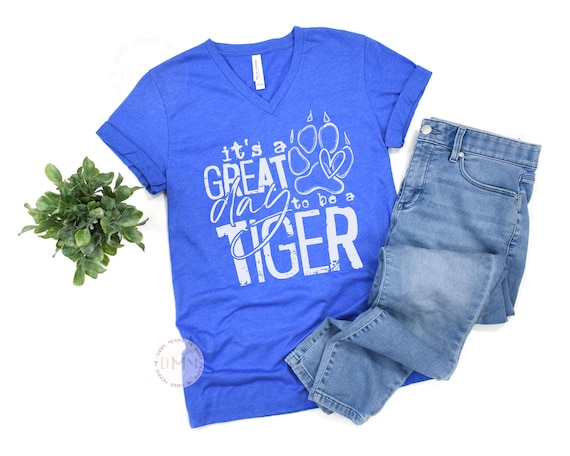 Tiger Mascot Game Day V Neck Shirt, School Spirit Shirt