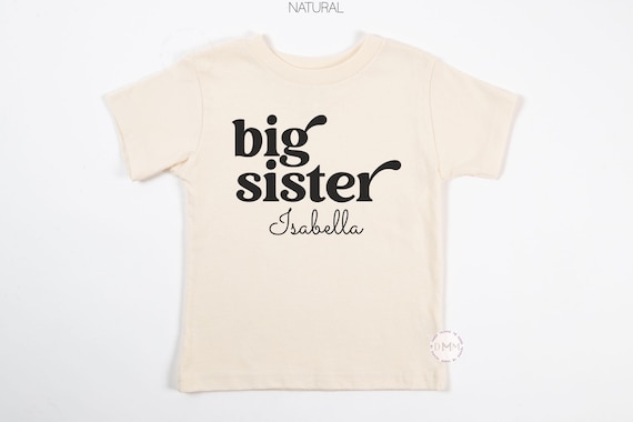 Big Sister Shirt Personalized with Name – Big Sister Announcement Shirt – Toddler & Kids Big Sister Tee – Sibling Pregnancy Reveal Gift