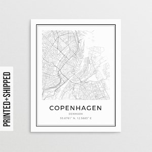 Denmark Wall Art Poster City Map Wall Decor A3 A2 A1 COPENHAGEN Map Print