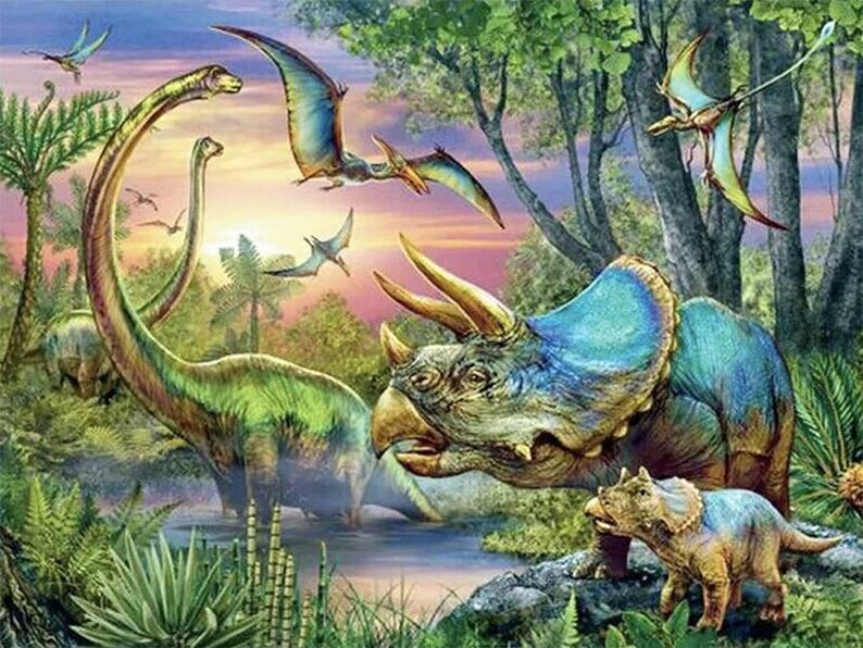 5d Diy Diamond Painting Jurassic Park Dinosaur Mosaic Cross Etsy