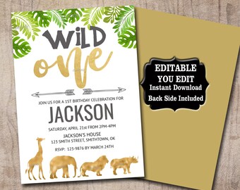 wild one birthday invitation etsy