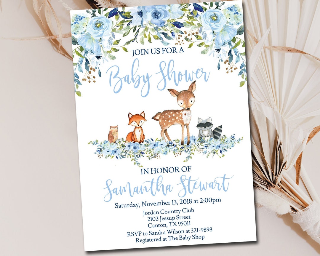 Editable Woodland Baby Shower Invitation Template, Boy, Woodland Theme ...