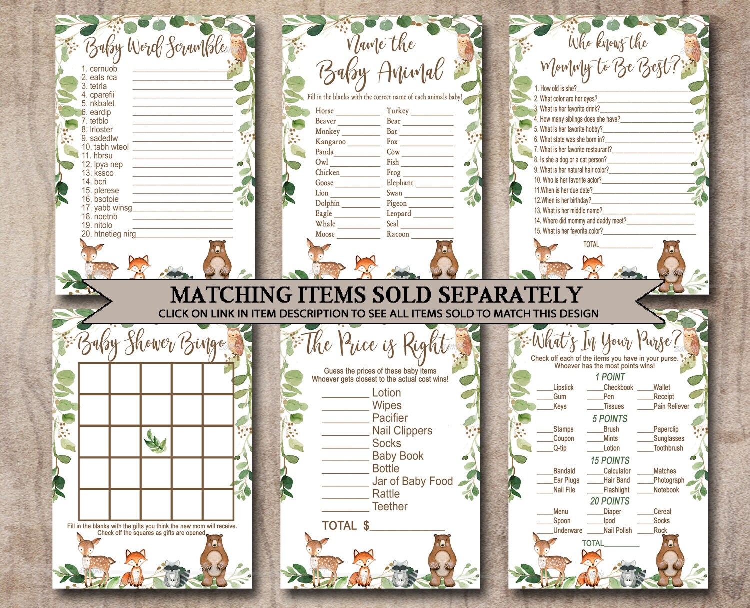 Woodland Baby Name Race Game Woodland Baby Shower Game Etsy Canada