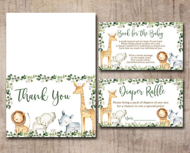 Safari Baby Shower Invitation Bundle Editable Invitation Book Etsy