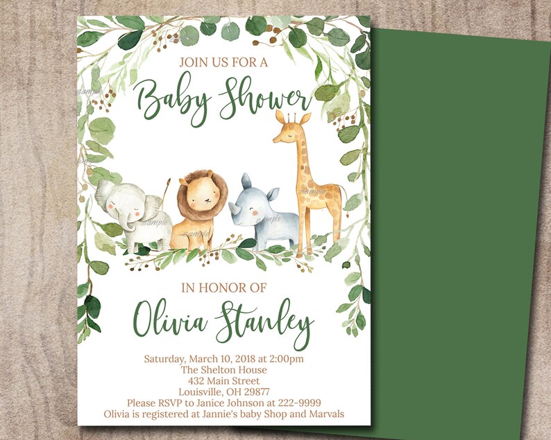 Safari Baby Shower Invitation Bundle Editable Invitation Book Etsy