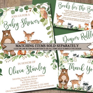 Woodland Baby Shower Game, Animal game, Woodland Neutral Forest Animals Printable Instant Download, Matches invitation 0016 image 2