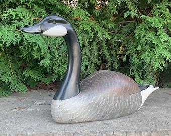Life Sized Well Carved and Hand Painted Wooden Canada Goose - Signed - Great Gift Idea
