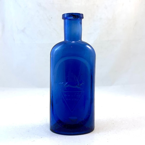 Vintage Walfox Brand Cobalt Glass Poison Bottle - 6" - Great Gift Idea