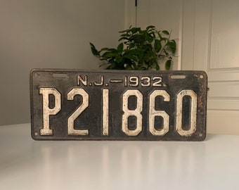 License Plate USA New Jersey 1917 PAIR 55979 NJ Passenger Car Auto
