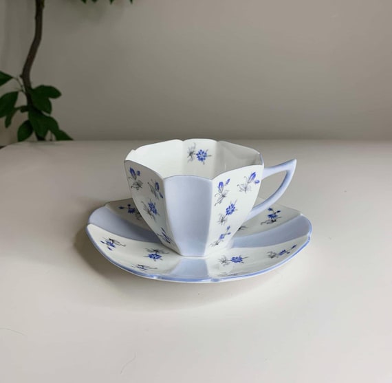 Shelley Queen Anne “Blue Charm” Tea Cup and Saucer