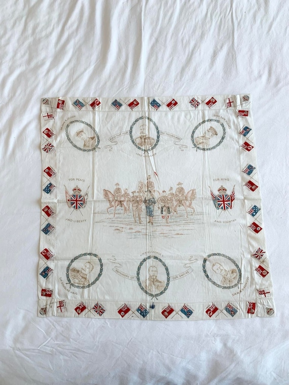 WW1 British and Canadian Silk Handkerchief - For King and Country - For Peace and Liberty