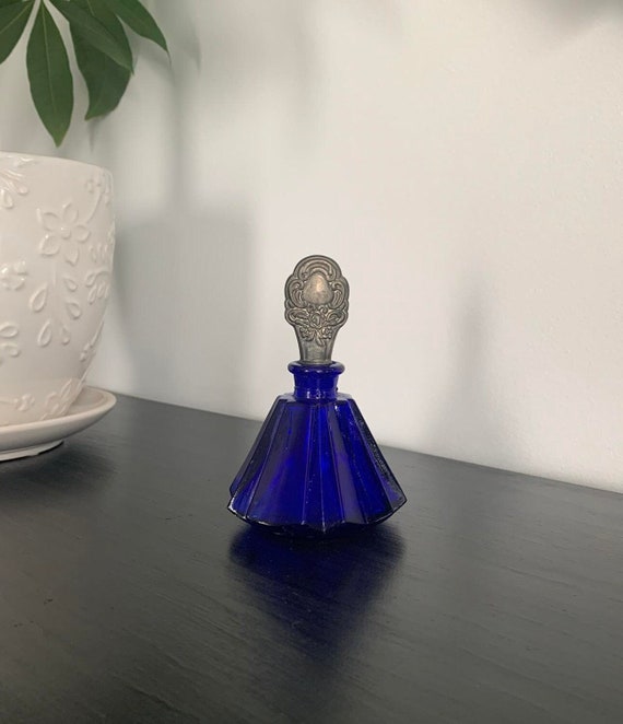 Cobalt Blue Perfume Bottle - Made in Taiwan