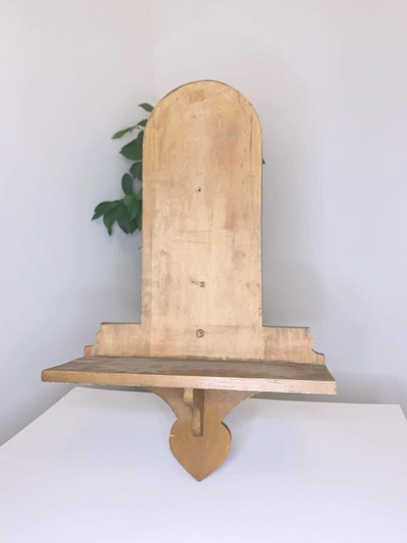Primitive Canadian Clock Wall Shelf in Original Mustard Colored Paint