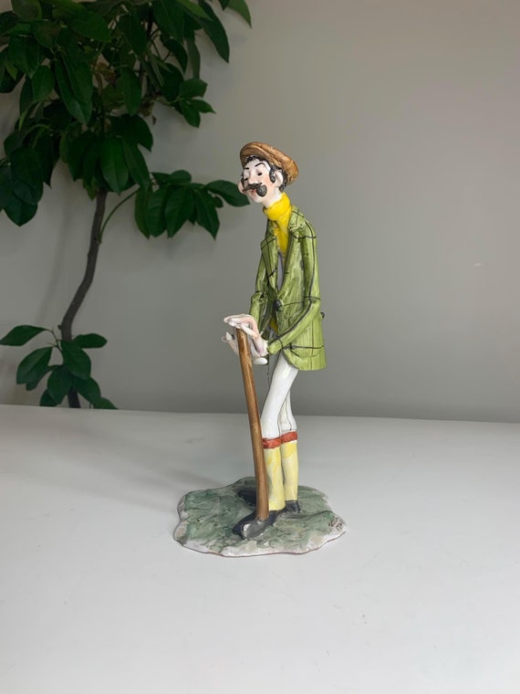 Ceramic Golfer Statue Made in Italy and Signed