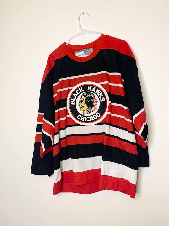 CCM - USA製 ブラックホークス NHL ホッケーシャツ M CCM Maska CCM - USA製 ブラックホークス NHL ホッケーシャツ M CCM Maska