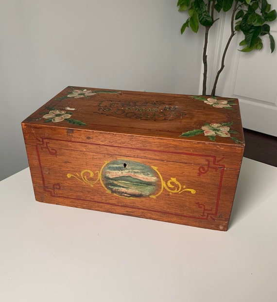 Antique Nova Scotia Canada Hand Painted Document Box circa 1910