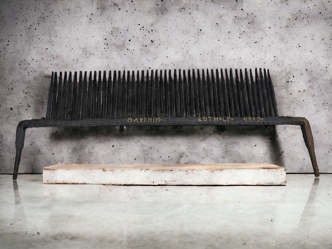 Hackler Large Primitive Hand Forged Metal Flax Comb / Hackle - Dated 1873 - 30 ...