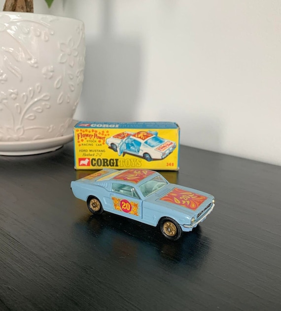 Rare Vintage Corgi 348 "Flower Power" Ford Mustang in New Old Stock Condition in Original Box