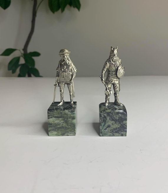 Two 3.5" Tall Cast Viking and Musketeer Figures on Marble Bases