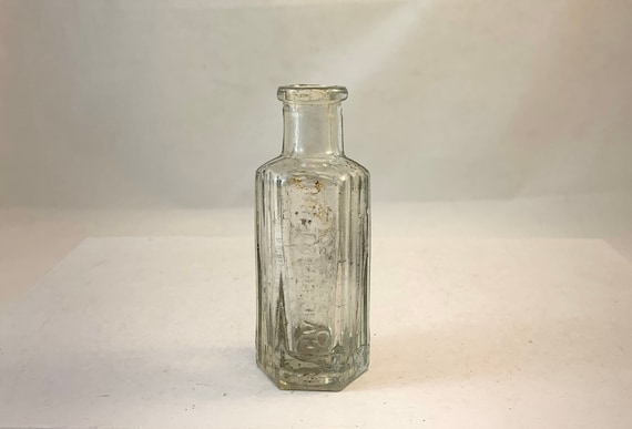Vintage Small Glass Poison Bottle - 3.5"