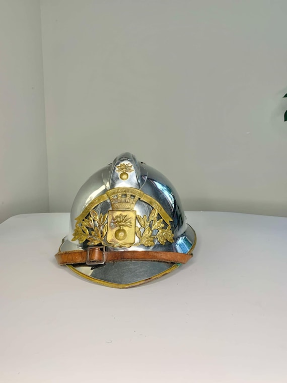 French Sapeurs Pompiers Firefighter Helmet Nickle Plated with Nice Liner