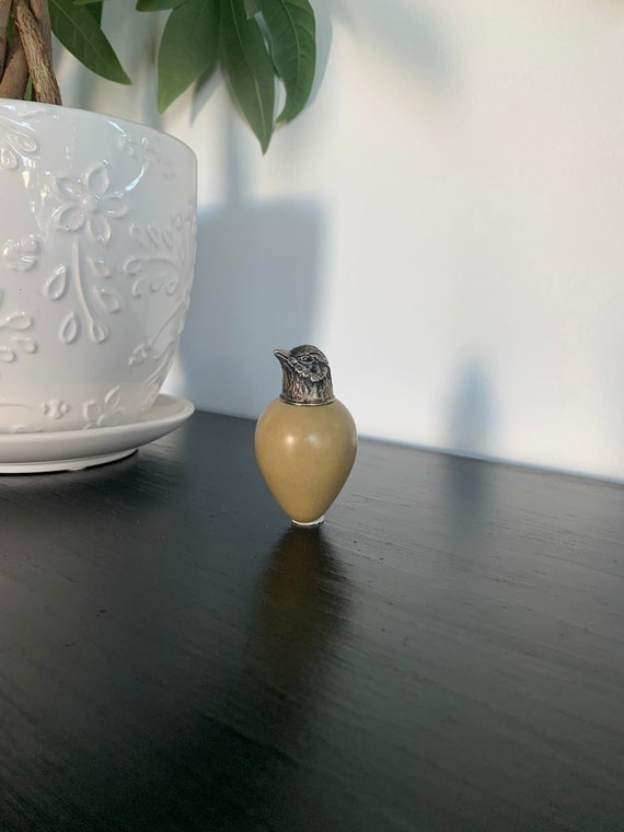 Victorian Silver and MacIntyre Ceramic Egg Scent Bottle